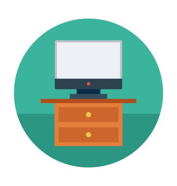 TV standı düz vektör simgesi 