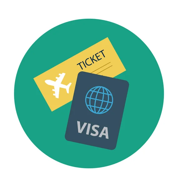 Bilhete Passaporte Flat Vector Icon —  Vetores de Stock