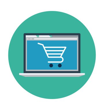 E Comerce düz vektör simgesi 