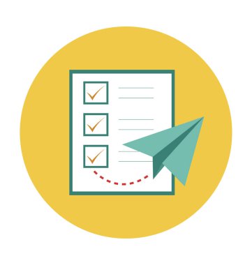 Liste ve kağıt düz vektör simge jet 