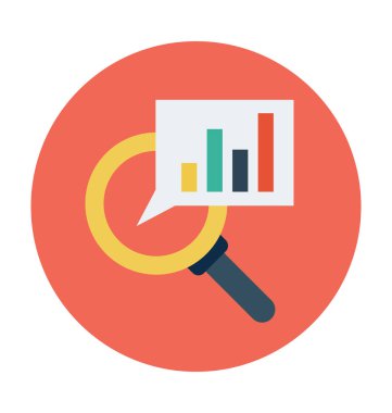 Büyüteç'i düz vektör simgesi ile çubuk grafik 