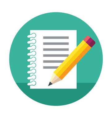 kalem ile günlüğü düz vektör simgesi 