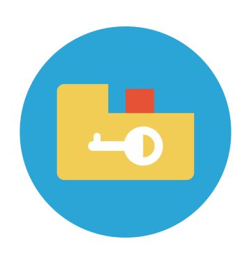 klasör ve anahtar düz vektör simgesi 