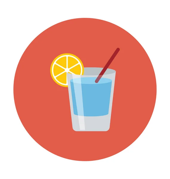 Koel Drankje Platte Vector Icon — Stockvector