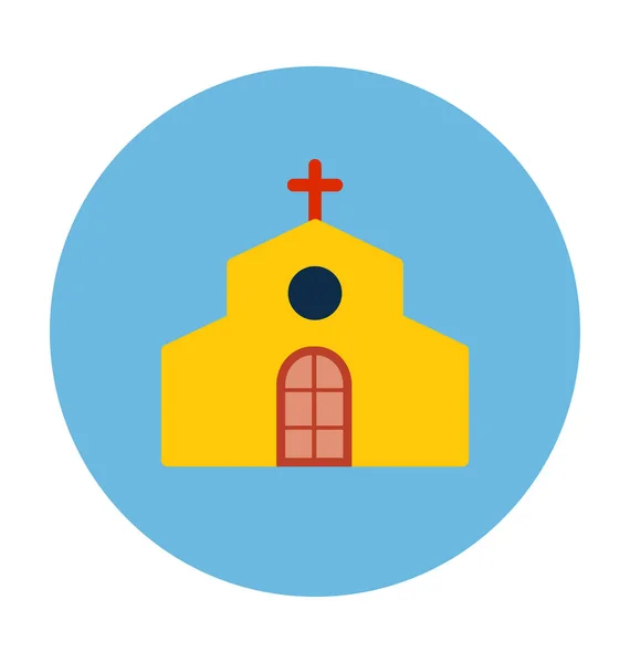 Ikona Wektora Płaskiego Kościoła — Wektor stockowy