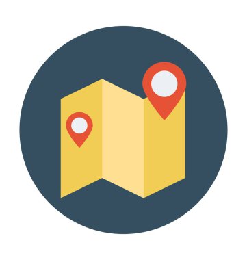 Harita düz vektör simgesi 