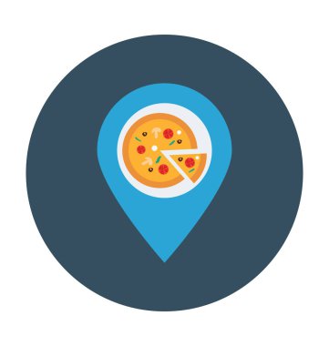 Pizza makinesi yer düz vektör simgesi 