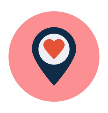 Kalp yer düz vektör simgesi 