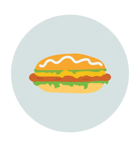 Burger Flat Vector Icon — Stock Vector