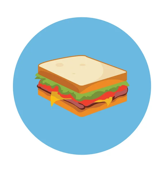 Sandwich Plana Vector Ícone — Vetor de Stock