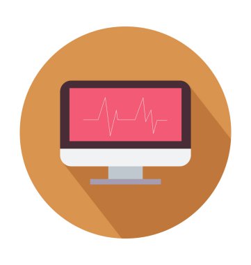 kalp atışı düz vektör simgesi 