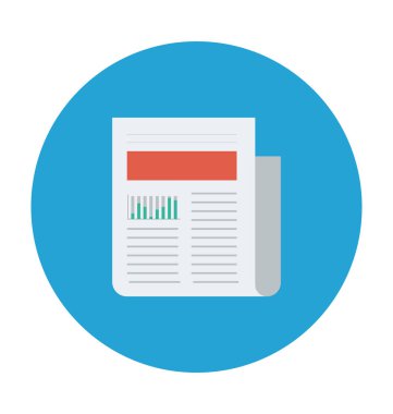 Gazete düz vektör simgesi 