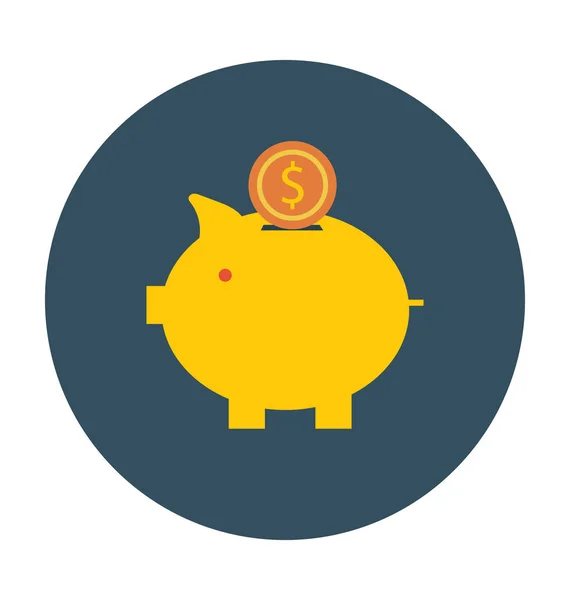 Ikon Vektor Flat Bank Piggy - Stok Vektor