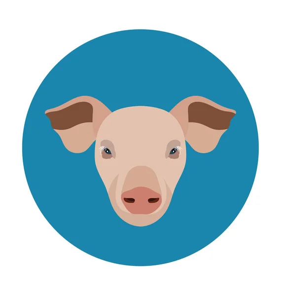 Ícone Vetor Plano Porco —  Vetores de Stock