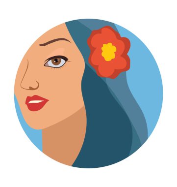 kadın saç düz vektör simgesi 