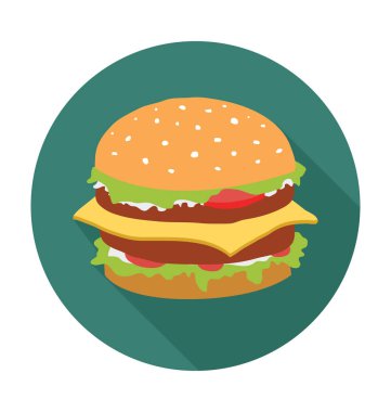 Burger düz vektör simgesi 