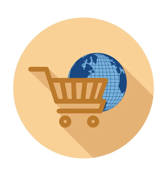 Compras Del Mundo Flat Vector Icon — Vector de stock