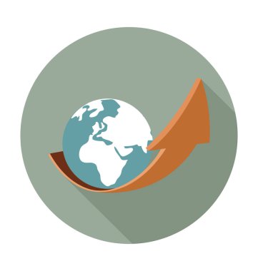 Küresel büyüme düz vektör simgesi  