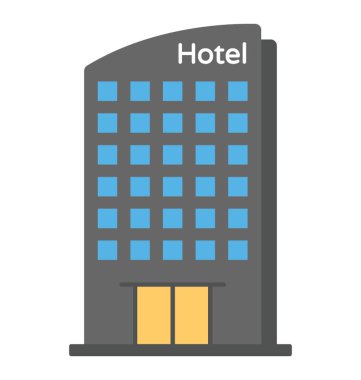 Otel binasının düz simgesi 