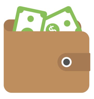 Para dolu bir cüzdan düz simgesi 
