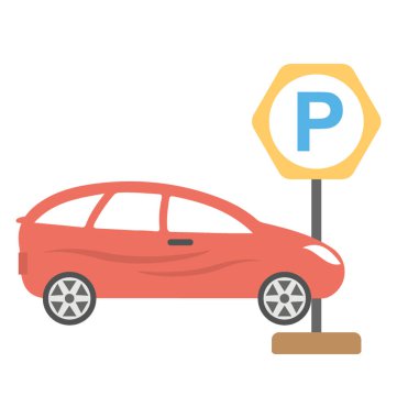 Bir arabanın park yerinde düz simgesi 