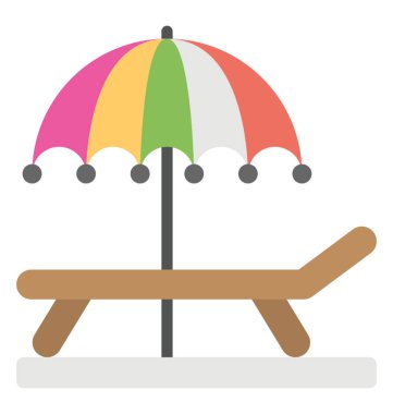Bir tezgah ve bir şemsiye düz simgesi 