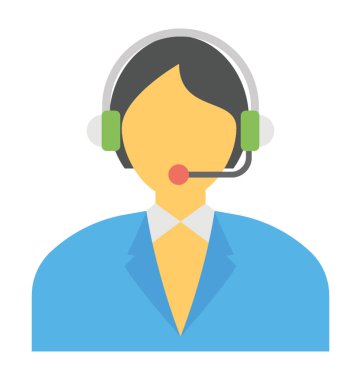 Sanal yardım hattı çalışanın düz simgesi 