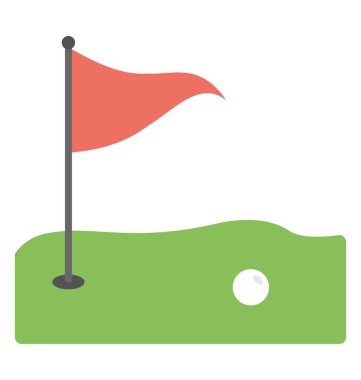 Golf sahası ekipman düz simgesi 