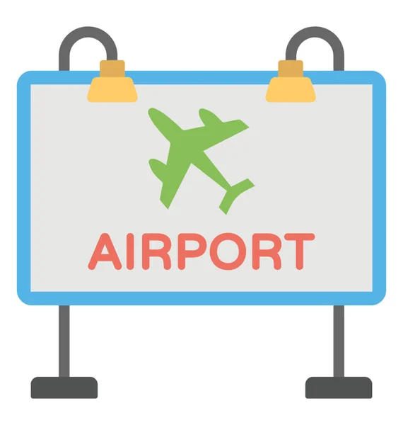 Icono Plano Cartel Del Aeropuerto — Vector de stock