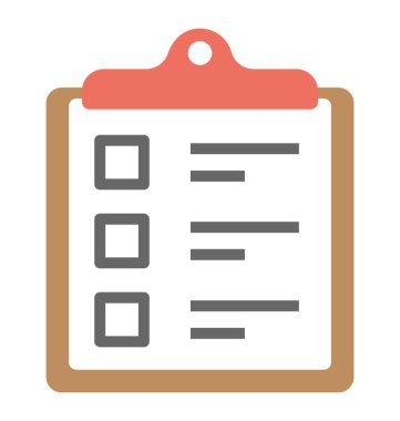 Bir denetim listesi ve bir tahta düz simgesi 