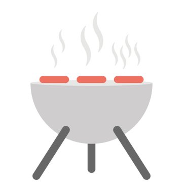 Bir barbekü ızgara düz simgesi 
