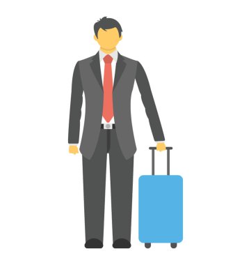 Bir kişinin seyahat düz simgesi 