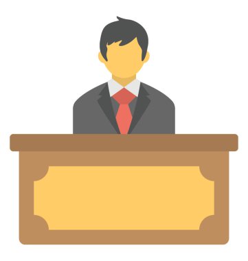 Masanın arkasında bir konsiyerj düz simgesi 