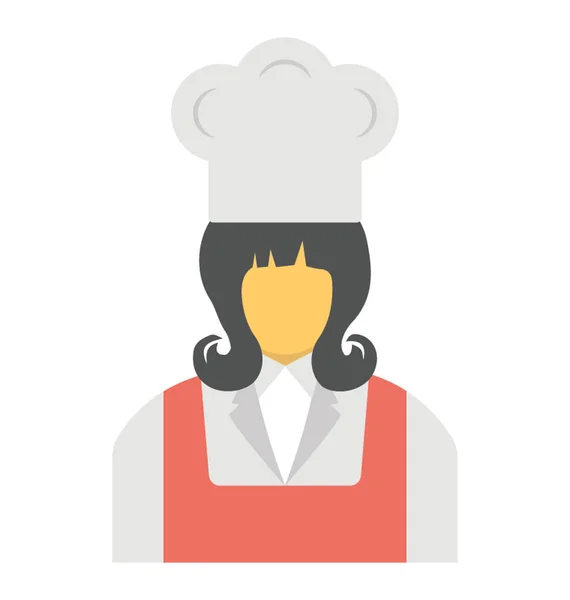Icono Plano Una Chef Femenina — Vector de stock