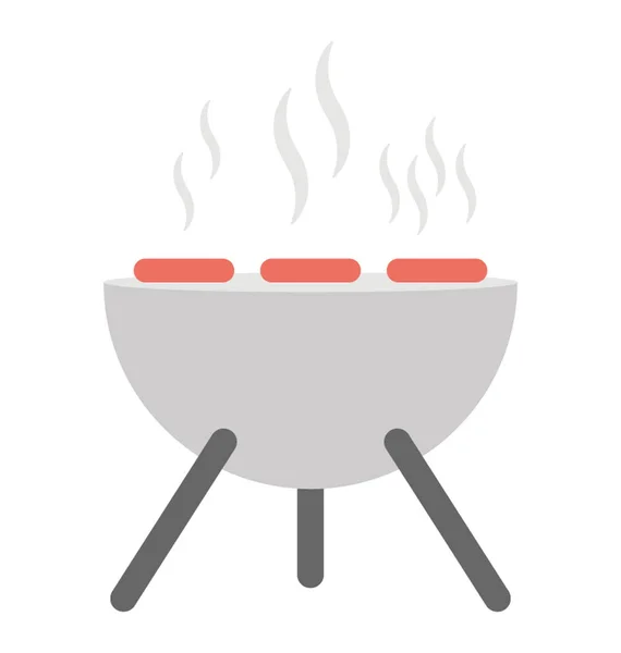 Flat Icon Bbq Grill — Stock Vector