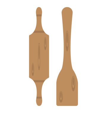 Bir spatula ve bir ekmek rulo düz simgesi 