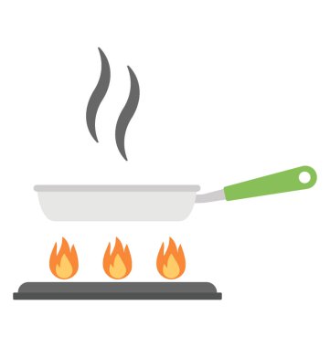 Sıcak bir tava düz simgesi