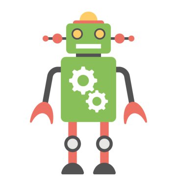 Mekanik bir robot, düz vektör simgesi tasarım