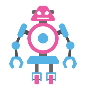 Mekanik robot, düz simgesi biyonik adam