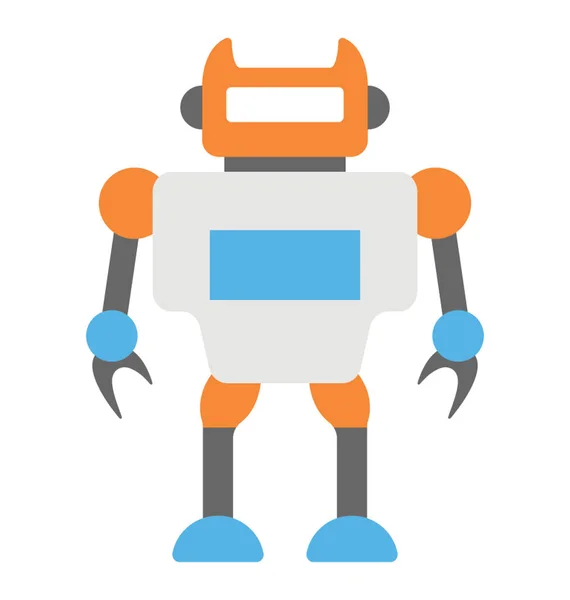 Icône Plate Personnage Robot Homme Bionique — Image vectorielle