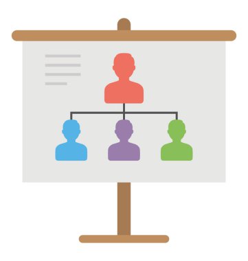 Takım hiyerarşisi tanıtımı şövale, düz simgesi üzerinde.