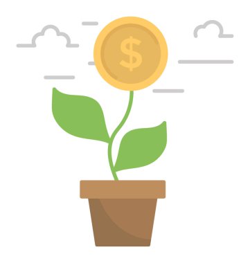 İş büyüme, düz simgesi finansal büyüme. Bitki pot