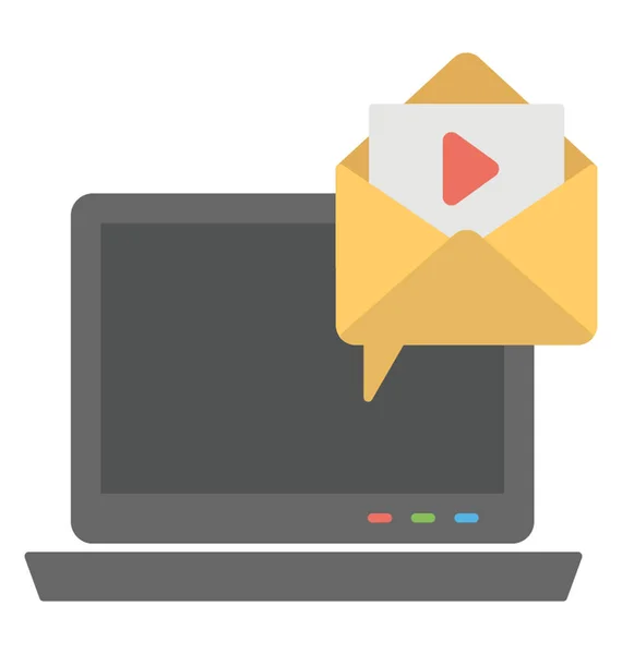 Blogging Vidéo Message Vidéo Icône Plate — Image vectorielle