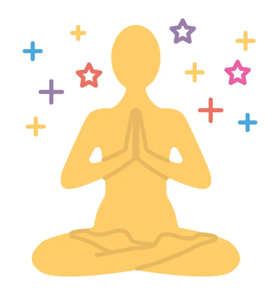 Concentración Mental Concepto Meditación Icono Plano — Vector de stock