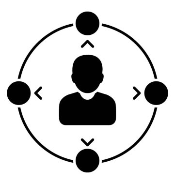 Kişisel kişiler glif simgesi. Sosyal ağ