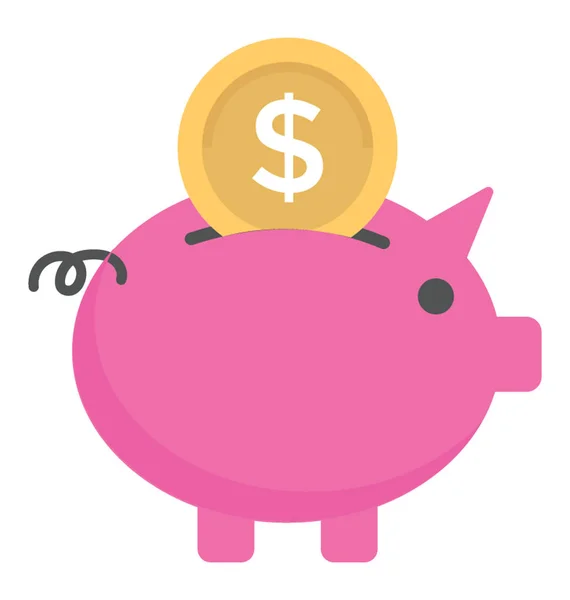 Tabungan Ikon Datar Piggy Bank - Stok Vektor