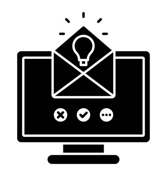 Moniteur Avec Mail Contenant Ampoule Email Relatif Idée Solution Créativité — Image vectorielle