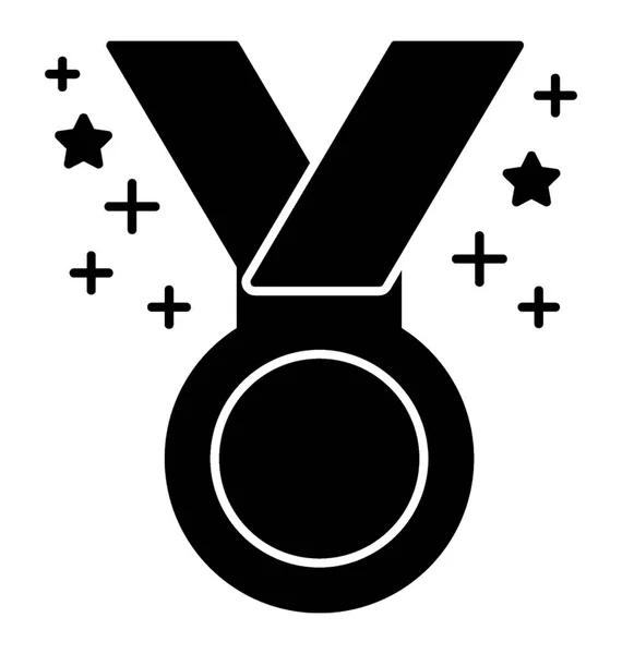 Medalha Ouro Vencedor Ícone Glifo —  Vetores de Stock