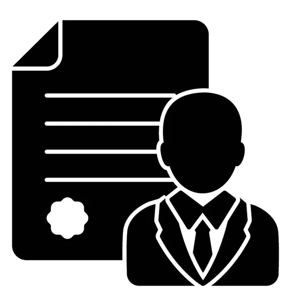 Glif Ikona Pracodawcy Świadectwa Certyfikaty Firmy — Wektor stockowy