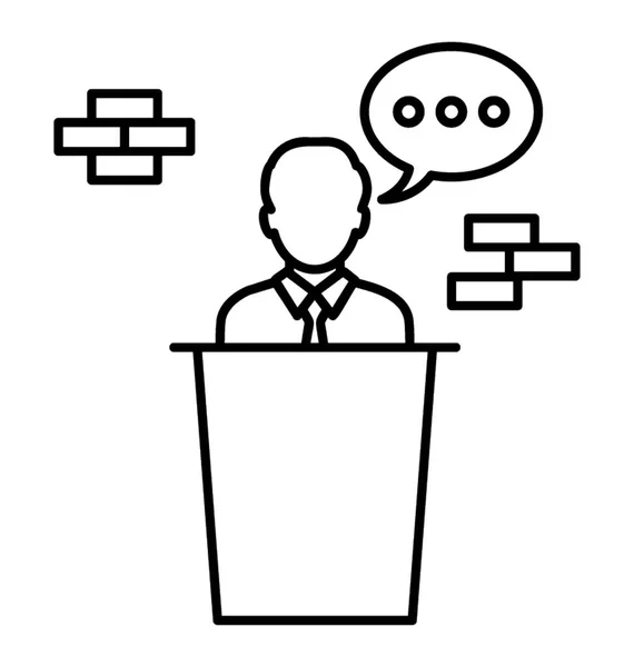 Liniensymbol Öffentlicher Sprecher Rede — Stockvektor